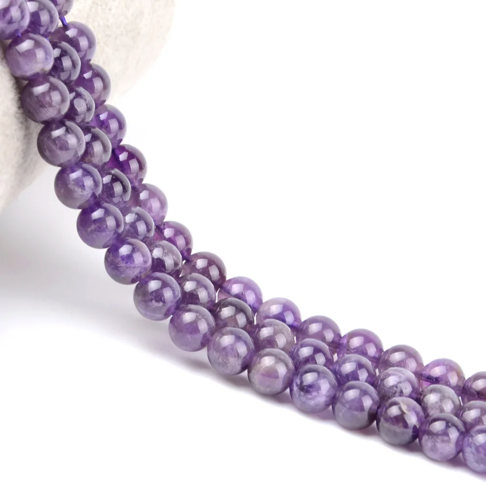 Natürlicher Amethyst-Stein, runder Edelstein, lose Distanzperle für Schmuckherstellung, 4/6/8/10/12 mm, DIY-Armband, Halskette – Detail 7