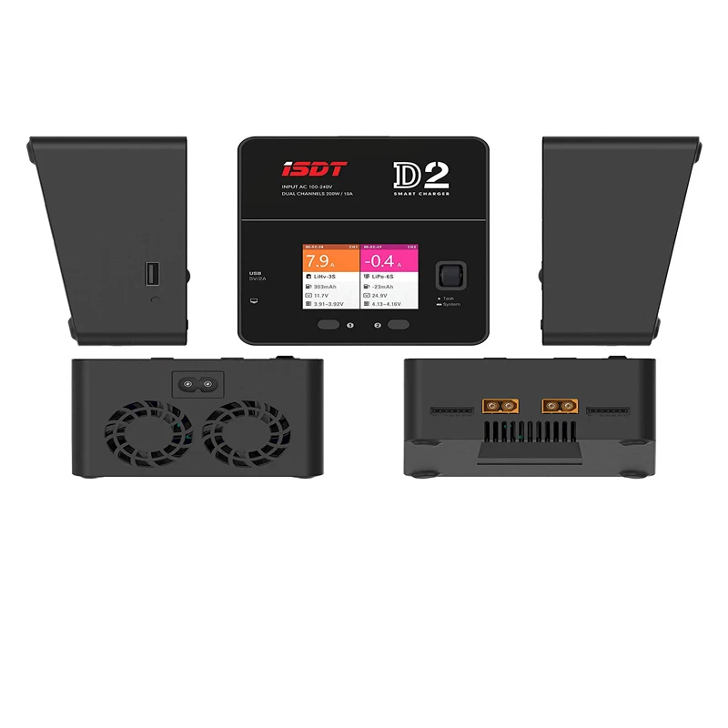 ISDT D2 LiPo зарядное устройство Duo Dis зарядное устройство двойной 200 Вт 12A2 AC двухканальный выход 1-6S Li-Ion Life NiCd NiMH LiHV PB Sma