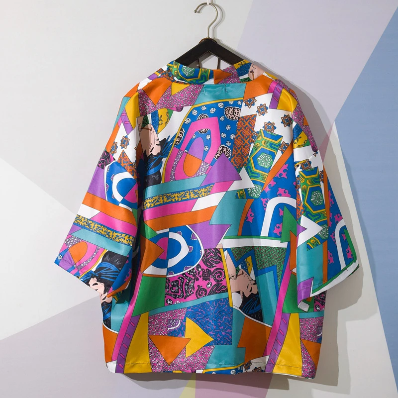 Женское мужское традиционное японское кимоно Ukiyo-e с принтом кардиган Yukata T рубашка-пальто Haori блузка хараджуку аозай уличная