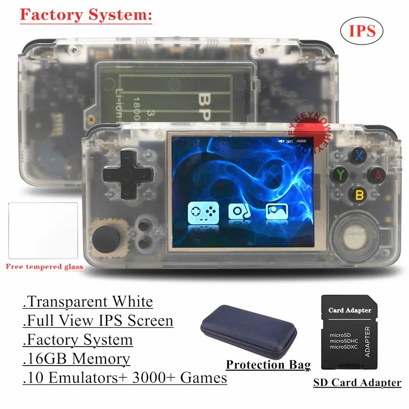 RS97 Plus ips экран DIY RetroFW система Linux Ретро игровая консоль 25+ эмуляторы 13000+ игры двойная система ручной игровой плеер - Цвет: White F OS 16GB