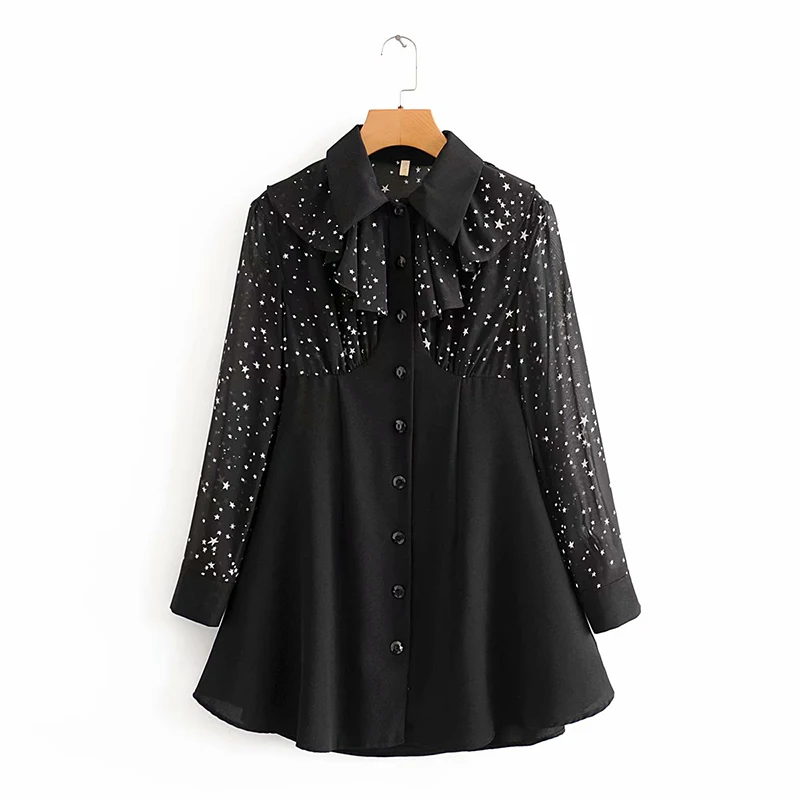 Женское платье в горошек с бантом и оборками Элегантное повседневное мини-платье