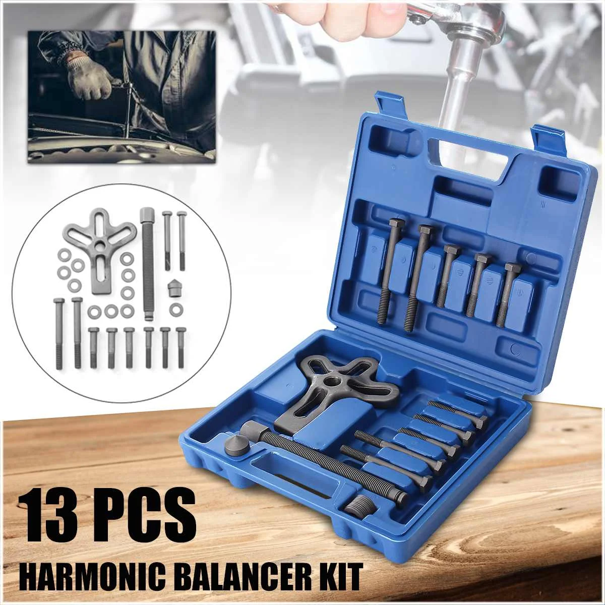 

13PCS Harmonic Balancer Kit Gear Pulley Puller Steering Wheel Crankshaft Tools