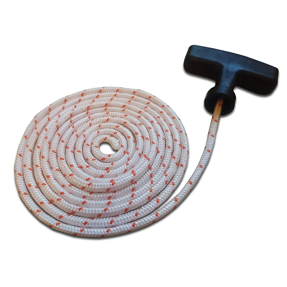 Mango de arranque de retroceso de 2m con cuerda, cable de tirador de arranque de 4mm de diámetro para cadena de motosierra, cable de recortadora, piezas de cortacésped