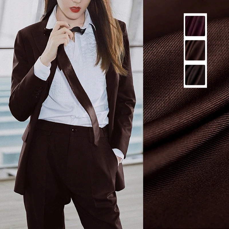 

150CM Wide 280G/M Solid Color Brown Silk Wool Fabric for Autumn and Spring Dress Coat Jacket DE1063