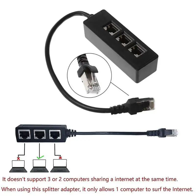 RJ45 Ethernet кабель сплиттер 1 до 3 Порты и разъёмы LAN Ethernet-коммутатор адаптер Удлинительный кабель Y сплиттер разъем для ПК компьютер