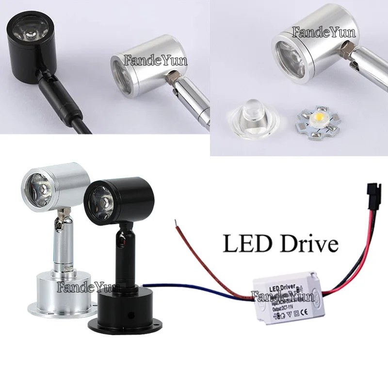 Dimmable LED Mini Downlights 1W 3W AC85-265V Jewelry Display Ceiling Recessed Cabinet Spot Lamp white/black/silver DC12V 4