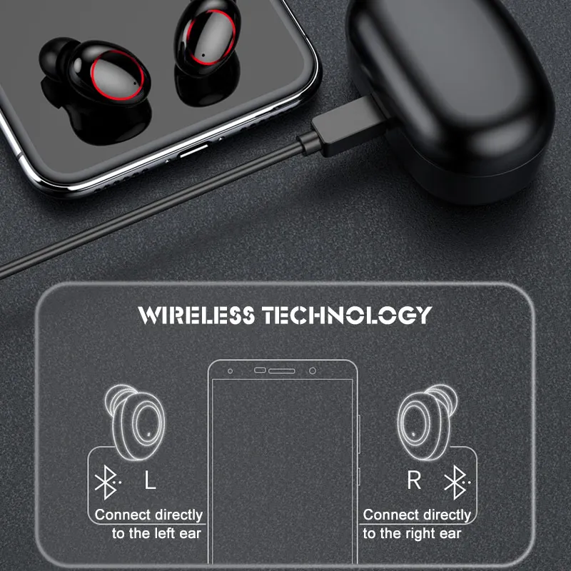 Wireless Bluetooth Earphone with 500 mAh Charging Box HD Stereo Wireless Headphones Earbuds Headset for iPhone Xiaomi Phone