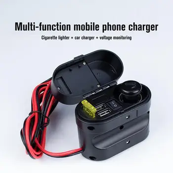 

Motorcycle waterproof cigarette lighter ABS Dual usb multifunctional mobile phone charger Display voltage schedule 1 Set