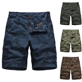 

New Men's Casual Shorts Summer Outdoors Loose Beach Shorts Fashion Print Cotton Short Pants Male Sports Military Cargo Shorts