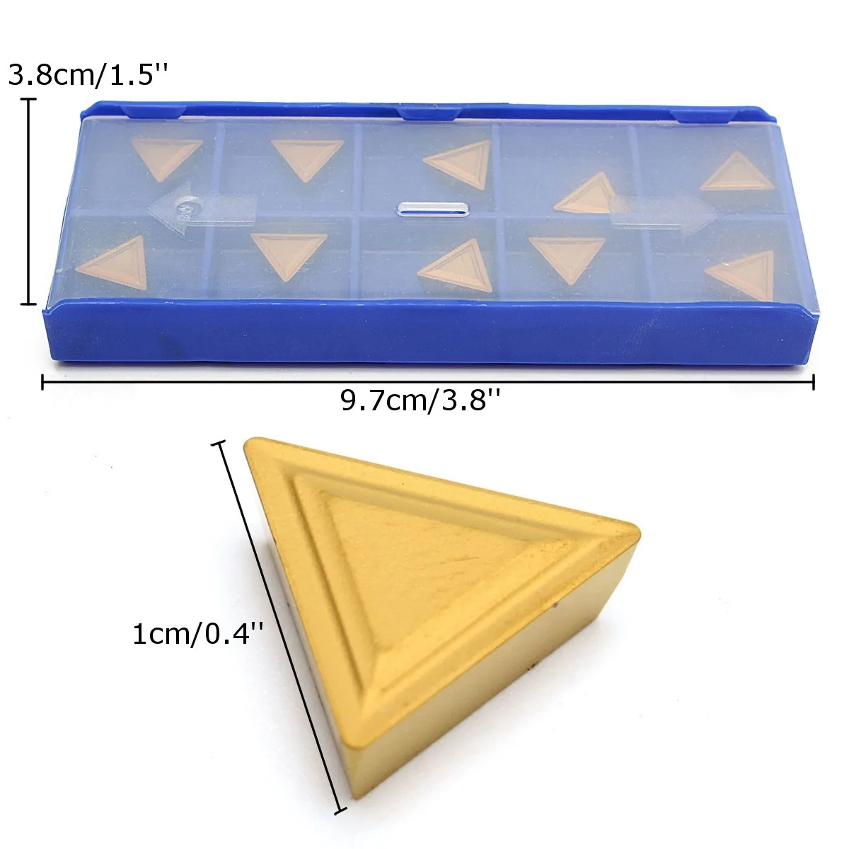 

XNEMON 10Pcs TPMR 110304 Triangular Tungsten Gold Carbide Tips Inserts Box With Tool