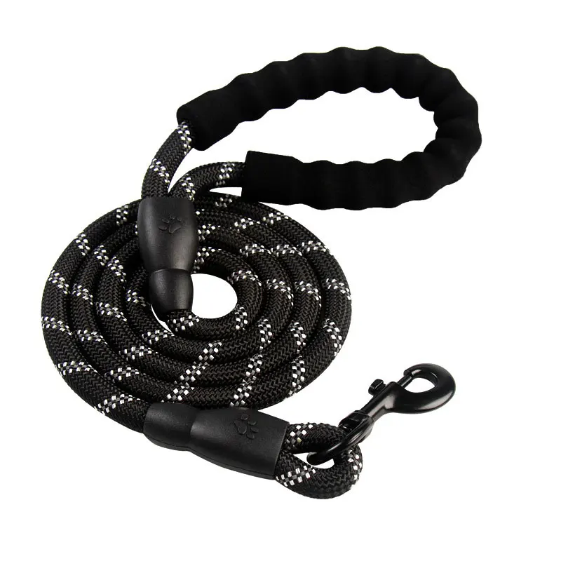 black 1,5 м прочный поводок для собак нейлоновая веревка для бега и прогулок светоотражающий дизайн поводок для собак поводок для средних и больших собак - Цвет: black