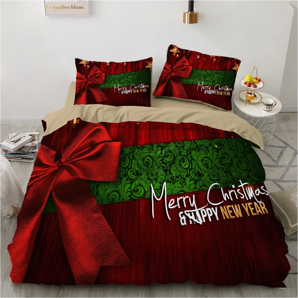 

cartoon Bedding Set for kids baby Bed linen set for home duvet cover flat sheet family sets Euro 200*220 Christmas Bow