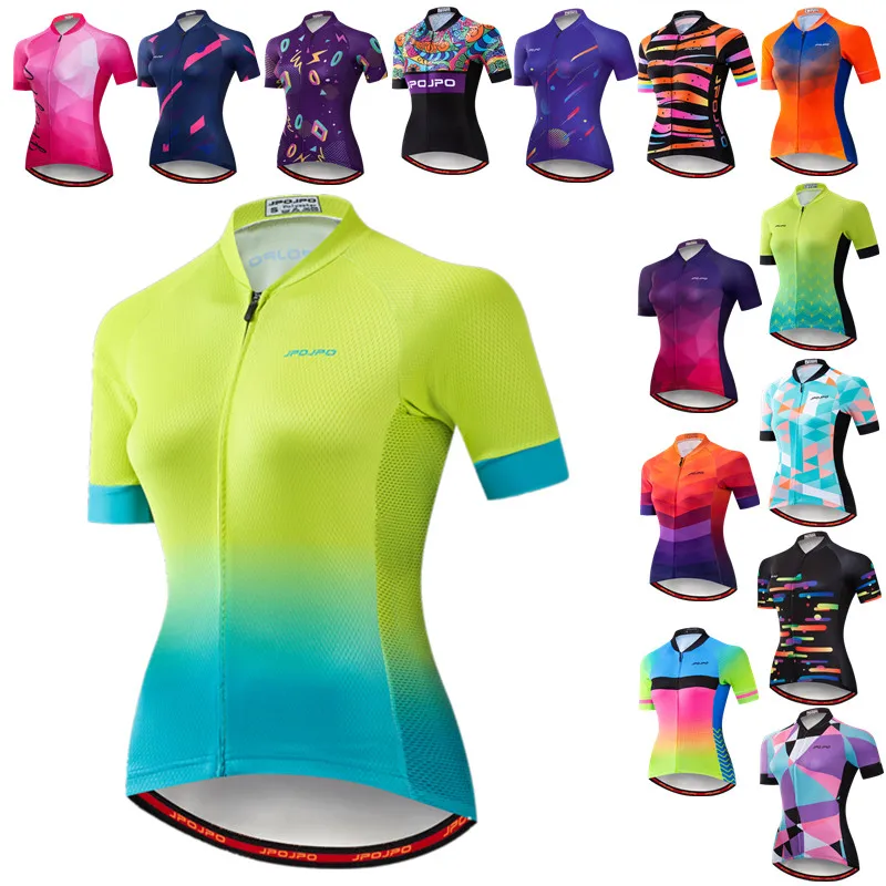 JPOJPO Women's Cycling Jersey Pro Team Cycling Clothing Tops Breathable MTB Bike Jersey Road Bicycle Shirt