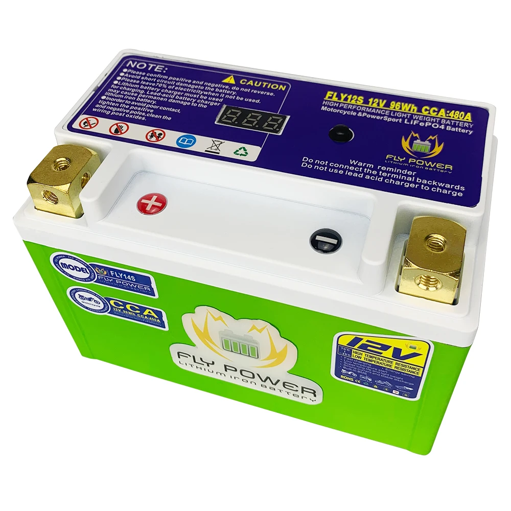 Motorcycle 12V LiFePO4 Engine Start Battery CCA 480A 96Wh for Scooter