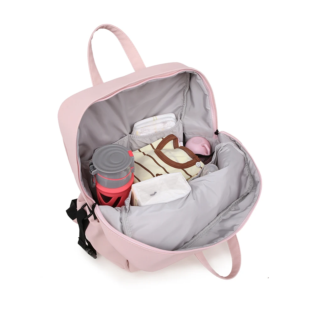  Large Capacity Diaper Backpack for Newborn Baby Waterproof Pink Cute Diaper Bag for Mother Maternit