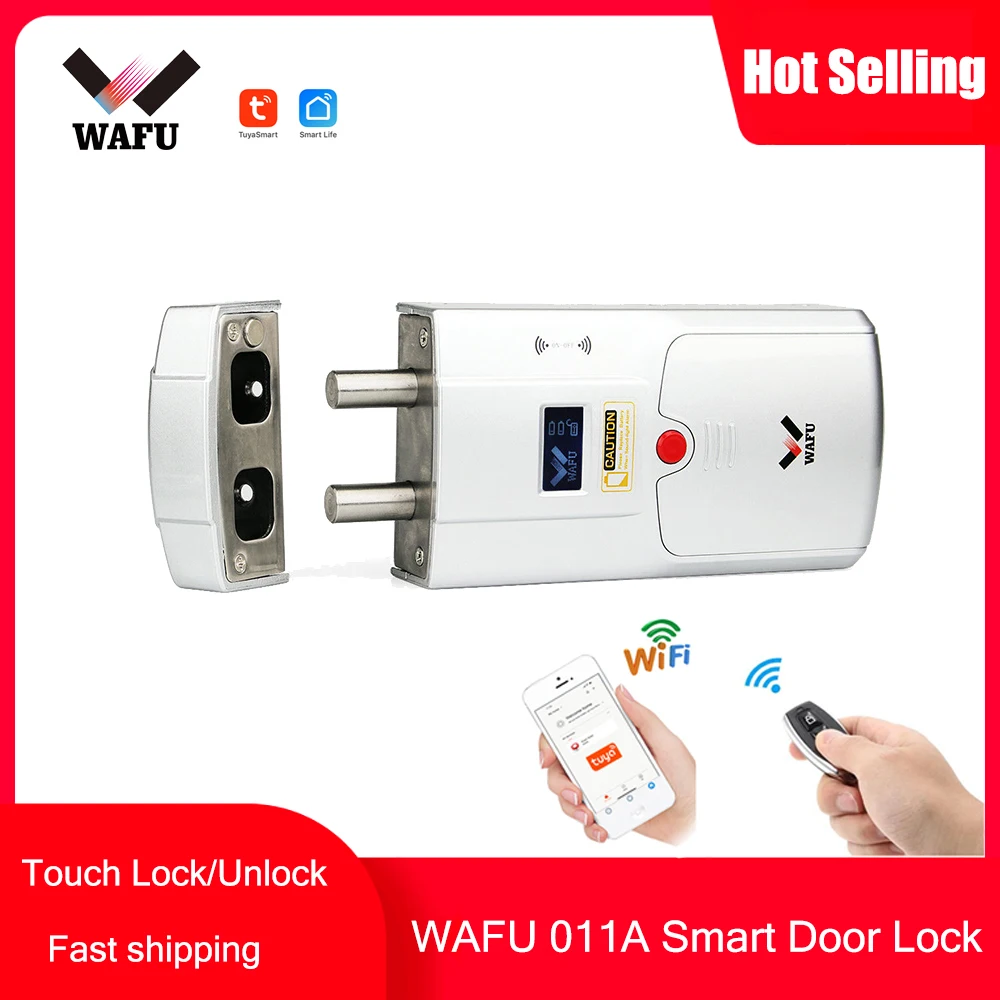 WAFU 011A Door Lock Tuya Wifi Smart Lock Bluetooth Password Fingerprint Locks Touch Keyless Door Lock Deadbolt intelligent Lock