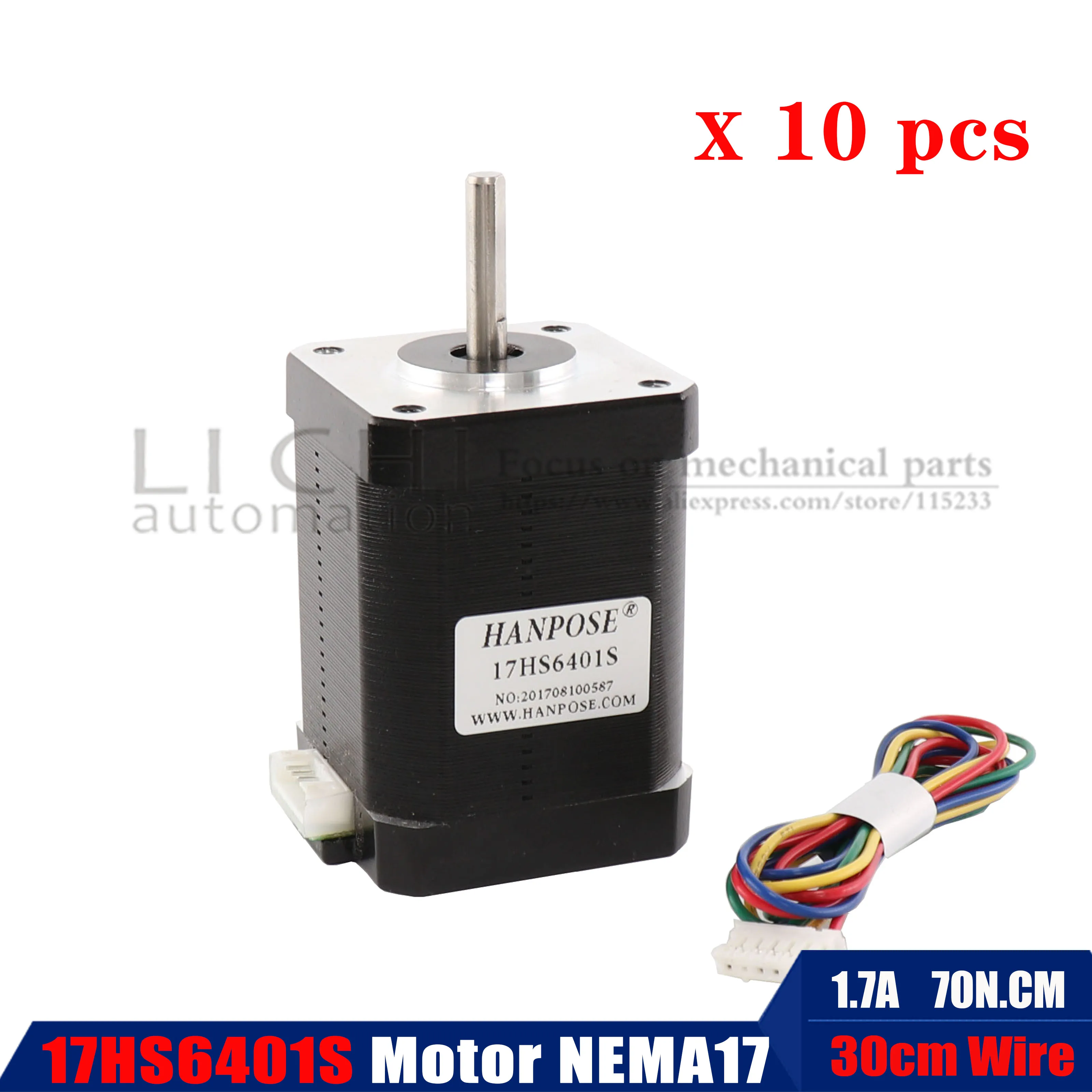 

10PCS 17HS6401S motor 70.N.CM Stepper Motor 42 motor Nema 17 motor for 3D printer CNC 1.7A
