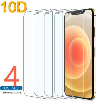 10D 4PCS Protective Glass On the For iPhone 7 8 6 6s Plus X Screen Protector For iPhone 11 12 13 Pro X XR XS MAX SE 5 5s Glass 1