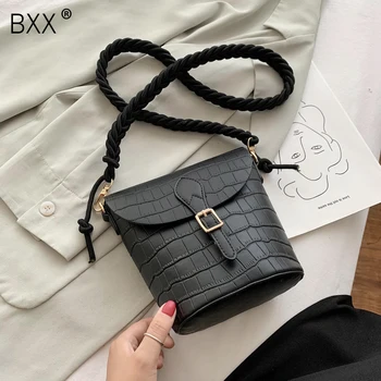 

[BXX] Stone Patent Crossbody Bags For Women 2020 Autumn Winter Fashion Small Handbag PU Leather Ladies Designer Bags HO084