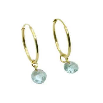 

Earrings Hoops Criollas Gold with Pendant Blue