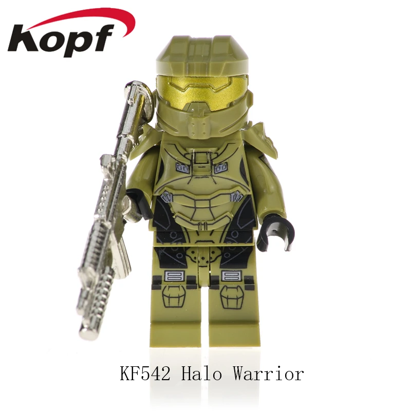 KF542 Одиночная строительные блоки Halo Spartan Solider с реальным металлическим оружием кирпичи Экшн фигурки Обучающие Подарочные игрушки для детей