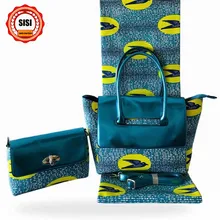 SISI нигерийский воск сумочка набор Африканский Анкара отличное качество печати воск 6 ярдов из хлопка высокого качества модный дизайн для шитья