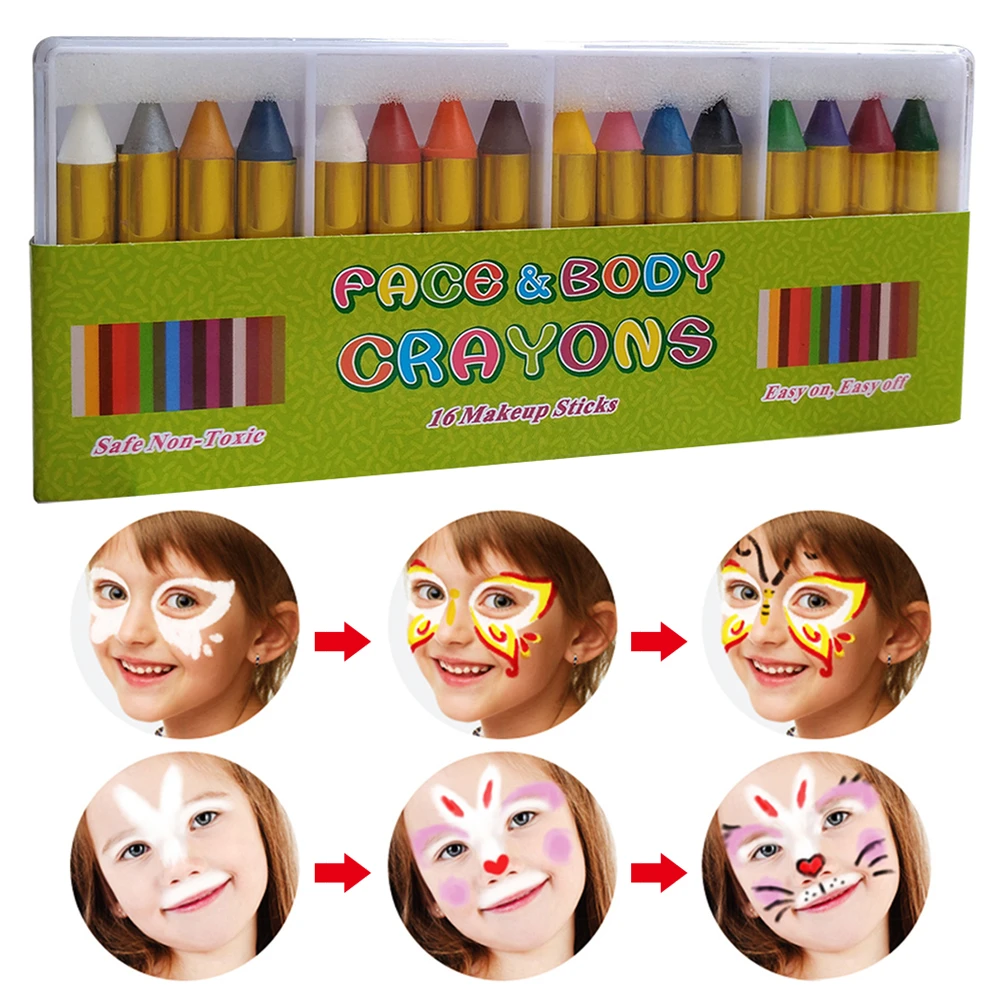 

16 color children's painted face color crayons Halloween party dance makeup clown color pen Learning drawing educational toys