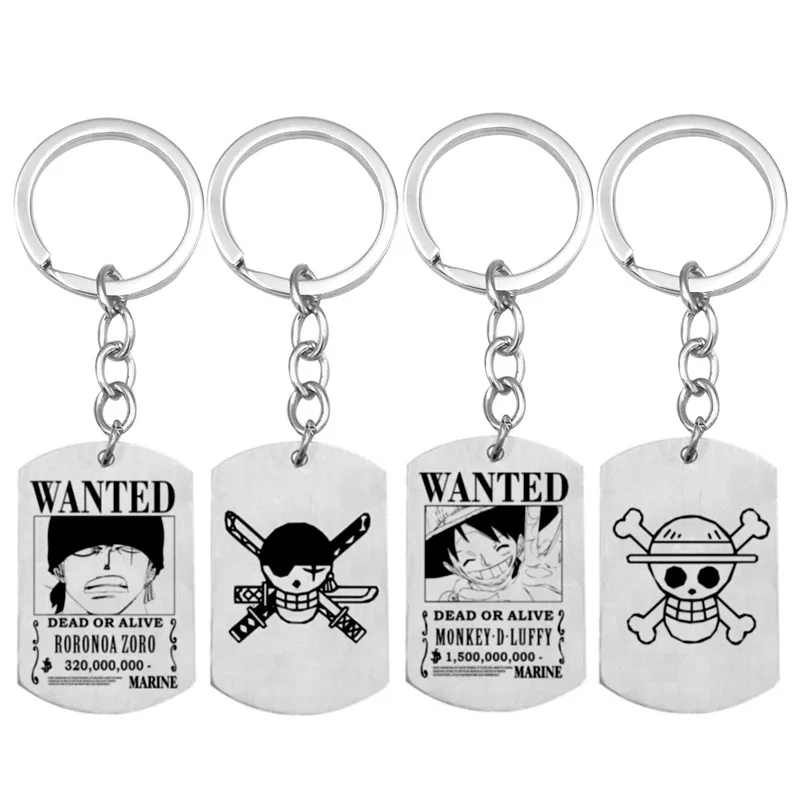 New Anime One Piece Keychain Accessories Ring Cartoon Luffy Zoro Figures Wanted Pirates Reward Keychain Toys for Children Gifts
