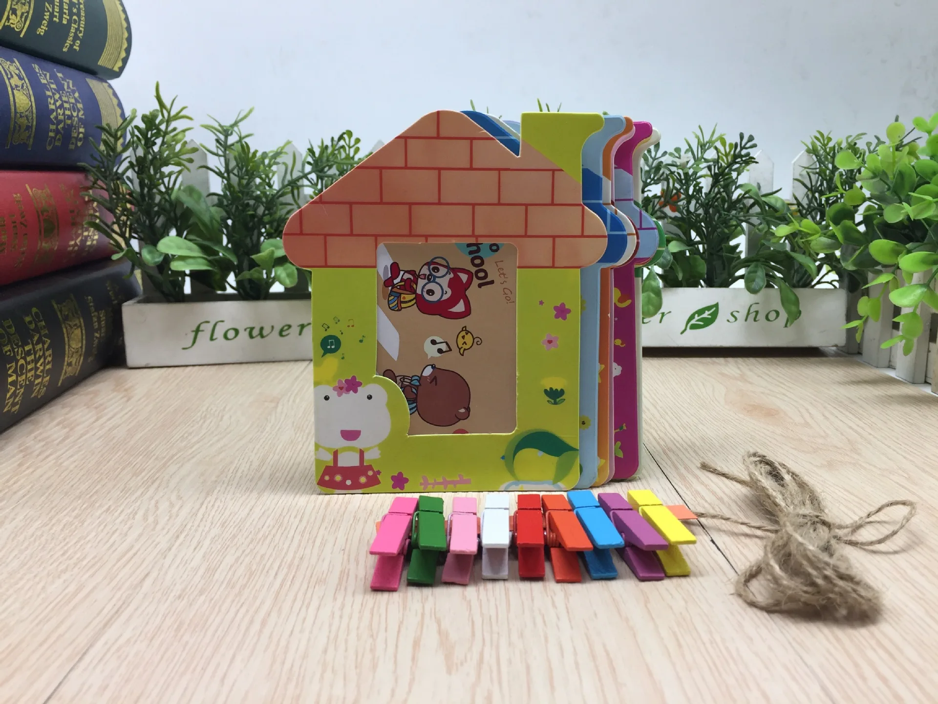 3-Inch House Hanging Household Decorative Paper Frame Creative Dormitory Party Photo Wall Send Clip Hemp Rope
