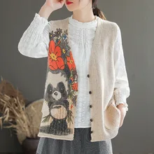 Новинка весны, однобортный вязаный жилет с v-образным вырезом в стиле ретро, женский кардиган zm