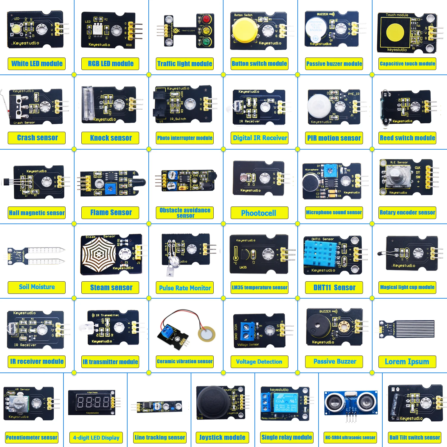 KEYESTUDIO 37 in 1 Sensor Electronics Components Starter Kit V3 for Arduino UNO 