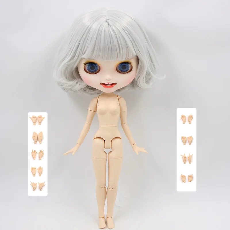 like the picture Кукла Blyth, Обнаженная, резные губы, открытый рот, матовая, на заказ, для лица, серые волосы, 1/6, для тела, ледяной bjd, сделай сам, игрушка, подарок для девочки - Цвет: like the picture