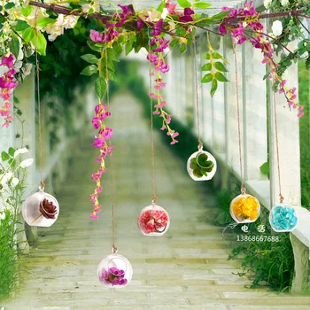 

Perforated Crystal Ball Creative Flower Arrangement Hanging Decoration Classroom Corridor Shopping Mall Decorative Wisteria Imit