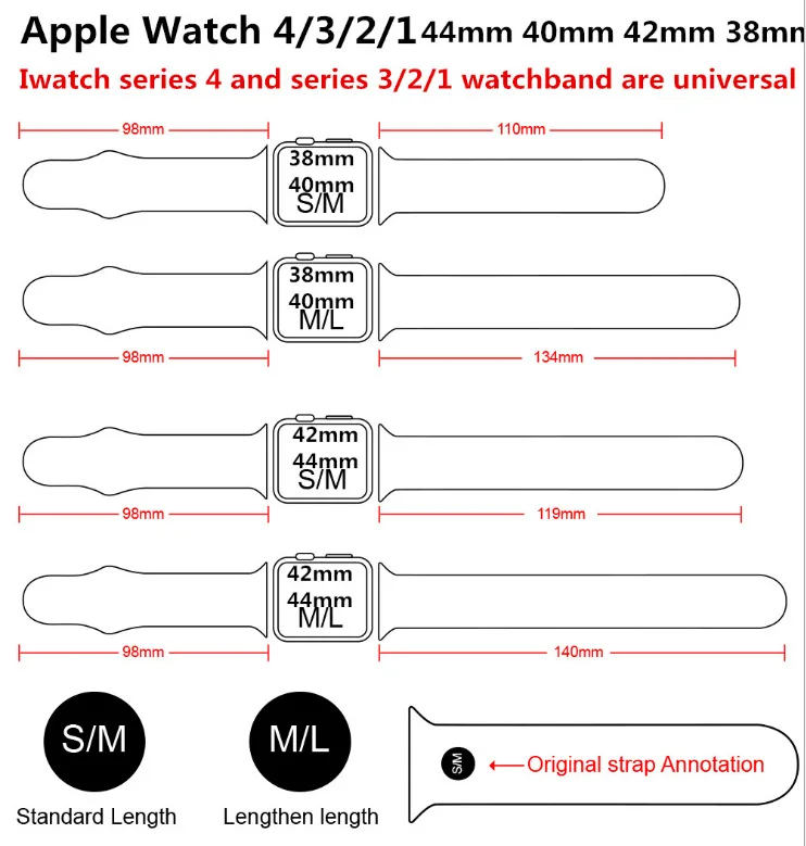 Мягкий силиконовый замена спортивный пояс для 38/40/42/44 мм Apple Watch серии 1 2 3 4 5 наручных часов iWatch, спортивные смарт-корректируемая контактная манжета