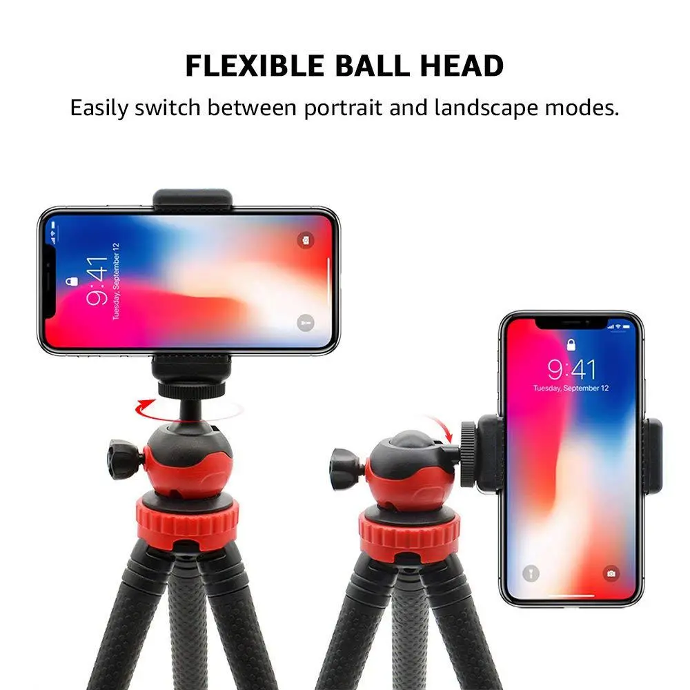 Гибкий штатив с шаровой головкой для iPhone, Android Phone, GoPro, DSLR camera и многого другого, в комплекте универсальный зажим для смартфона и Go Pro