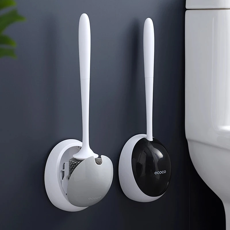 

CCTM TPE Silicone Brush Head Toilet Brush Quick Drain Cleaning Tools for Toilet Wall-Mounted Household WC Bathroom Accessories