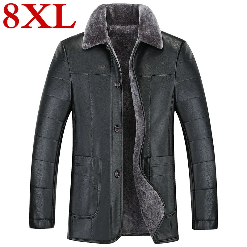 

Plus size 8XL 7XL 6XL 5XL New Winter Motorcycle male Leather Jacket Men Windbreaker Jackets Male Outwear Warm Sheepskin jacket
