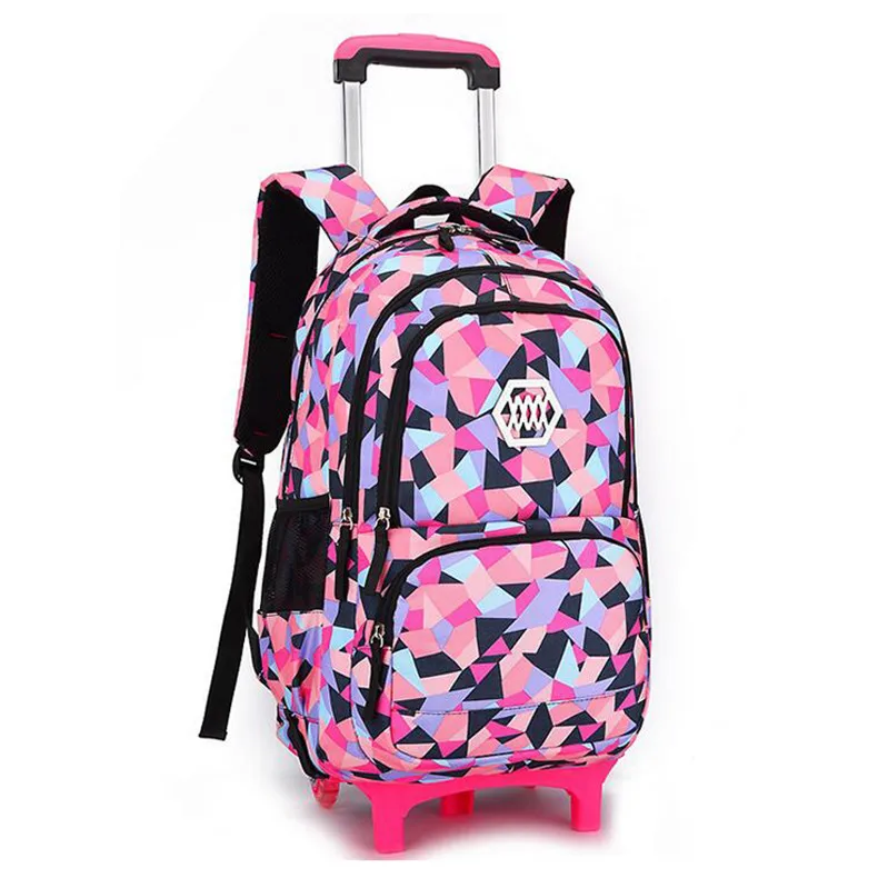 Съемные детские школьные сумки с 2/6 колесами для девочек, рюкзак на колесиках, Детская сумка на колесиках, рюкзак для путешествий - Цвет: Black two wheels
