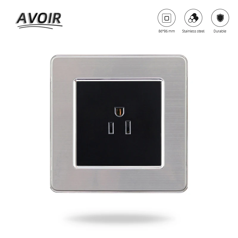 Avoir America Japan Standard Power Socket Stainless Steel Panel Socket 15a Wall Socket Outlet