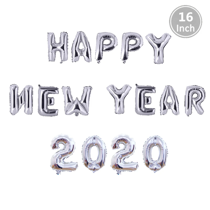 16inch Silver 2020 16 дюймов,, набор воздушных шаров для нового года, черная бутылка, гелиевые шары, вечерние принадлежности, украшение воздушных шаров для нового года - Цвет: 16inch Silver 2020