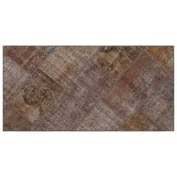 

Handmade Brown Vintage Overdyed Patchwork Area Rug 075x154 Cm-2'6''X5'1''