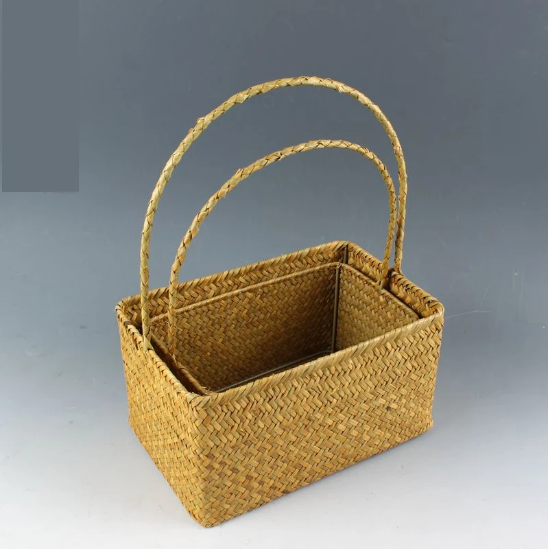 Boîte de rangement d'algues naturelles, panier décoratif carré pour table à  thé de salon, panier de réception - AliExpress