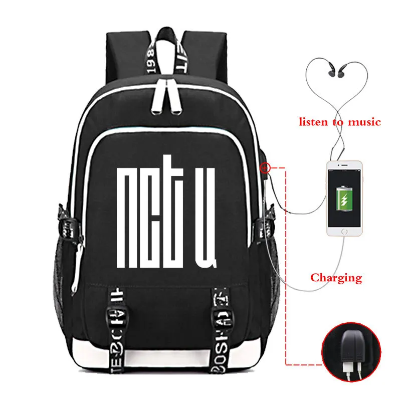 Kpop NCT рюкзак Многофункциональный USB наушники с зарядным устройством Джек обратно в школу сумка Мода NCT 127 Kpop канцелярские товары Новые поступления