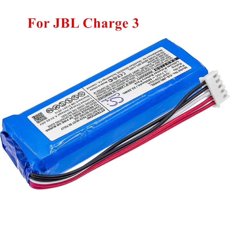 Cameron Sino GSP1029102A for JBL Charge 3 Battery 3.7v 6000mAh Li-Polymer Charge3 Speaker Batteries