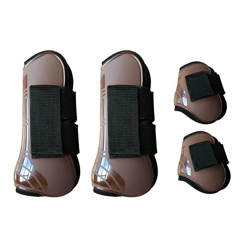 

4 PCS Front Hind Leg Boots Adjustable Horse Leg Protection Boots Horse Brace Protection Wrap Equine Leg Guard Tendon Equestrian
