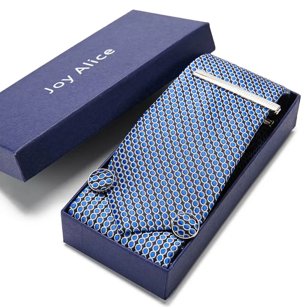 

Gift box Custom Personalized Mens Ties Cufflinks Sets Neckwear 7.5cm Paisley Cravats Necktie for Men Wedding Party