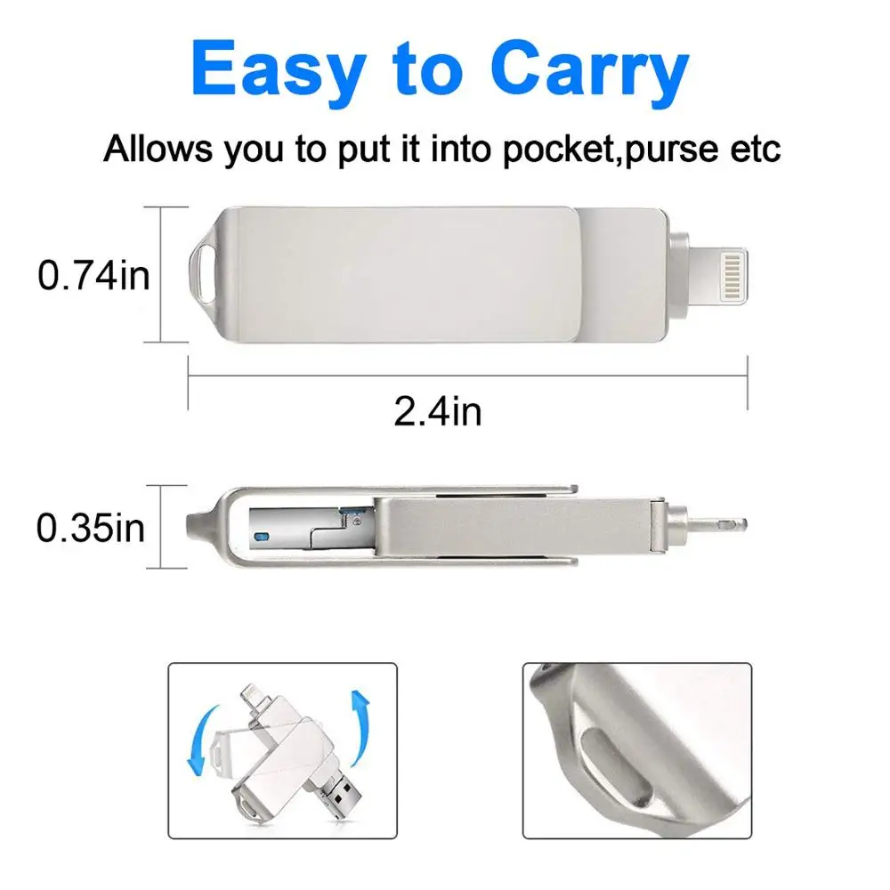 아이폰 USB 플래시 드라이브, 256GB, USB 3.0, Usb 스틱, 3 인 1 메모리 스틱, 외부 저장, 펜드라이브, 메모리 장치, 아이폰/안드로이드용
