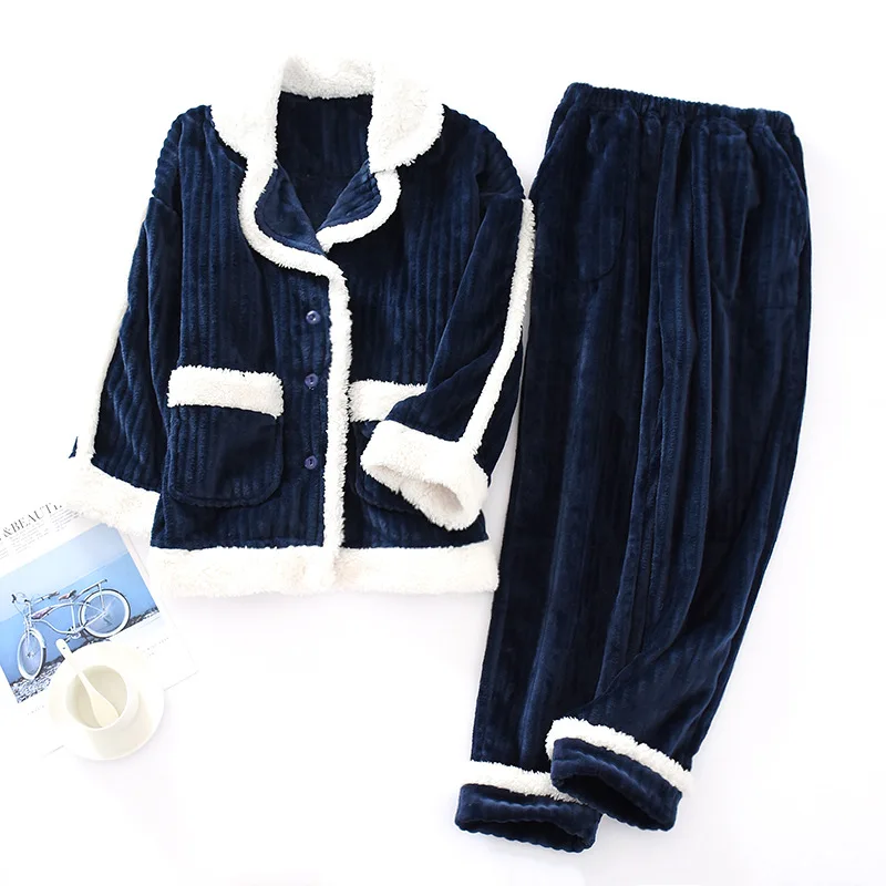 Ming Blue as chart Модные пижамы зимние теплые флисовая Пижама Женские Фланелевые плотные пижамы для отдыха милые пижамы для девочек новые пижамы - Цвет: Ming Blue as chart