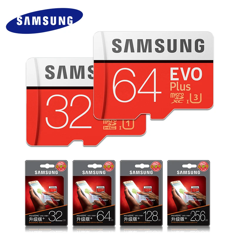 SAMSUNG 80 МБ/с./с Карта памяти Micro SD EVO+ EVO Plus 256 ГБ 128 Гб 64 ГБ 32 ГБ 16 ГБ класс 10 TF карта C10 SDHC/SDXC UHS-1