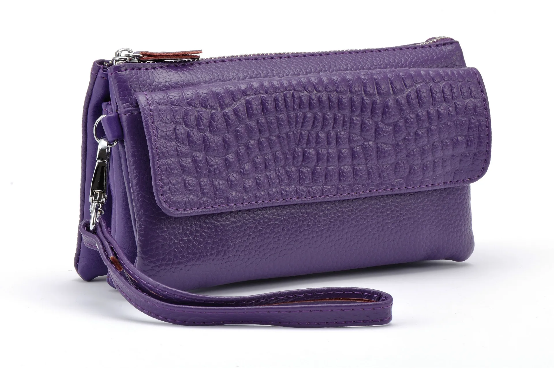 Purple Женские Мини-клатчи из натуральной кожи на каждый день, Воловья кожа, Сумка с клапаном, женские сумки для мобильного телефона, черный, бордовый цвет, сумки на молнии, Прямая поставка, FH118 - Цвет: Purple